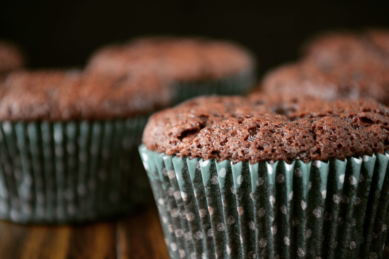 Lækre svampede chokolademuffins