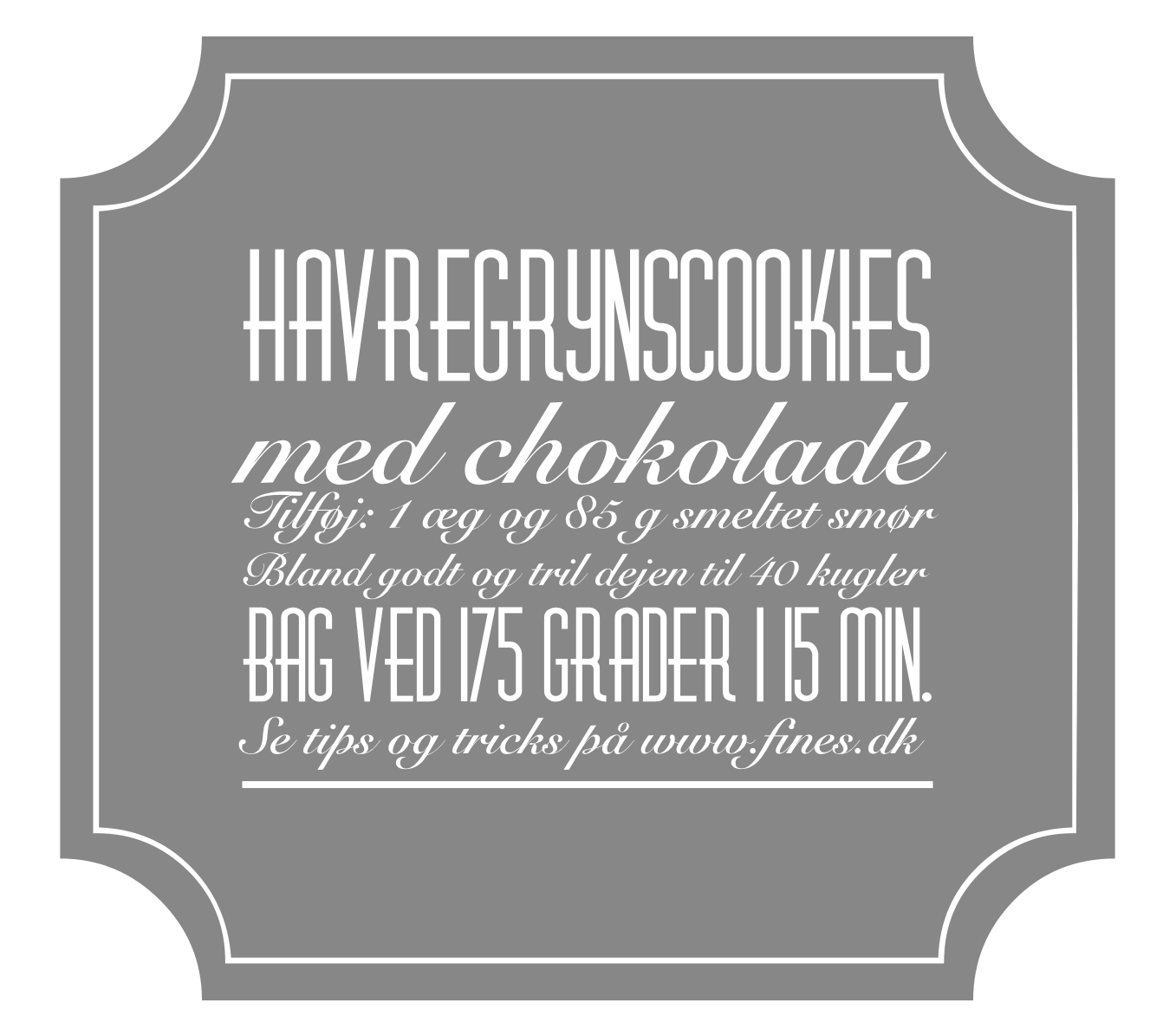 Etikette til havregrynscookies med chokolade - en perfekt værtindegave i glas