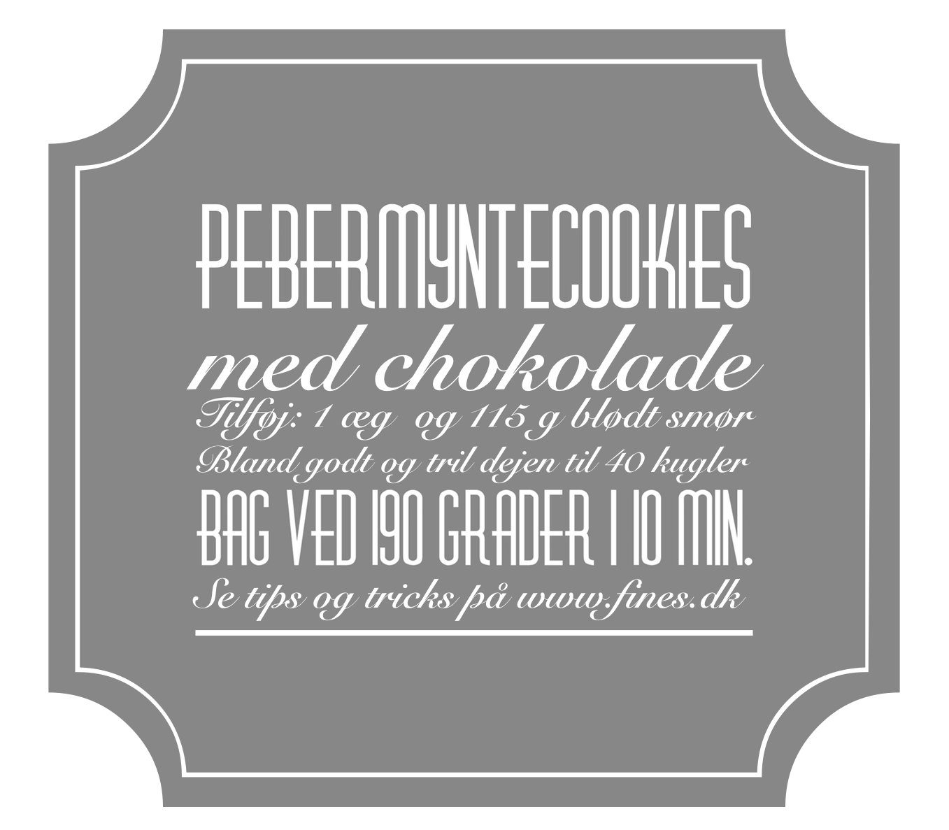 Etikette til pebermyntecookies med chokolade - en perfekt værtindegave i glas
