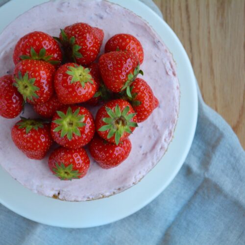 Cheesecake med jordbær og dulcey chokolade