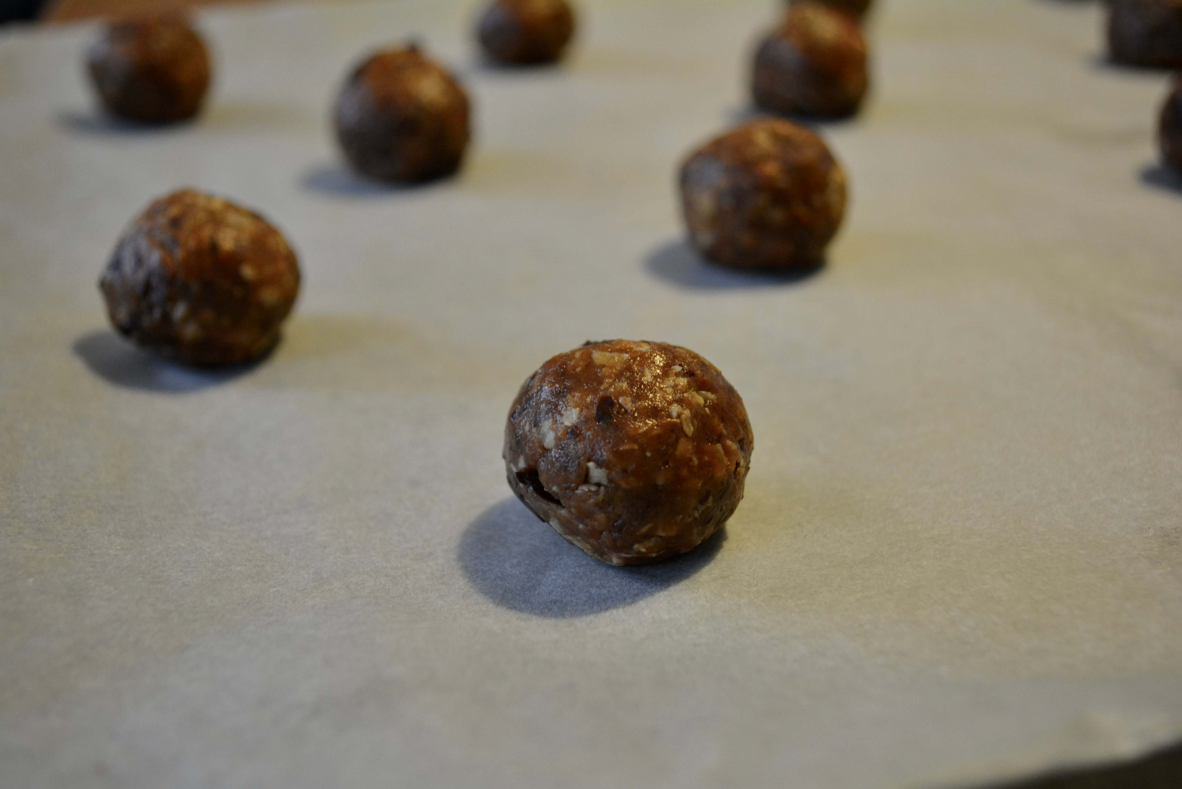 Havregrynscookies klar til at blive bagt