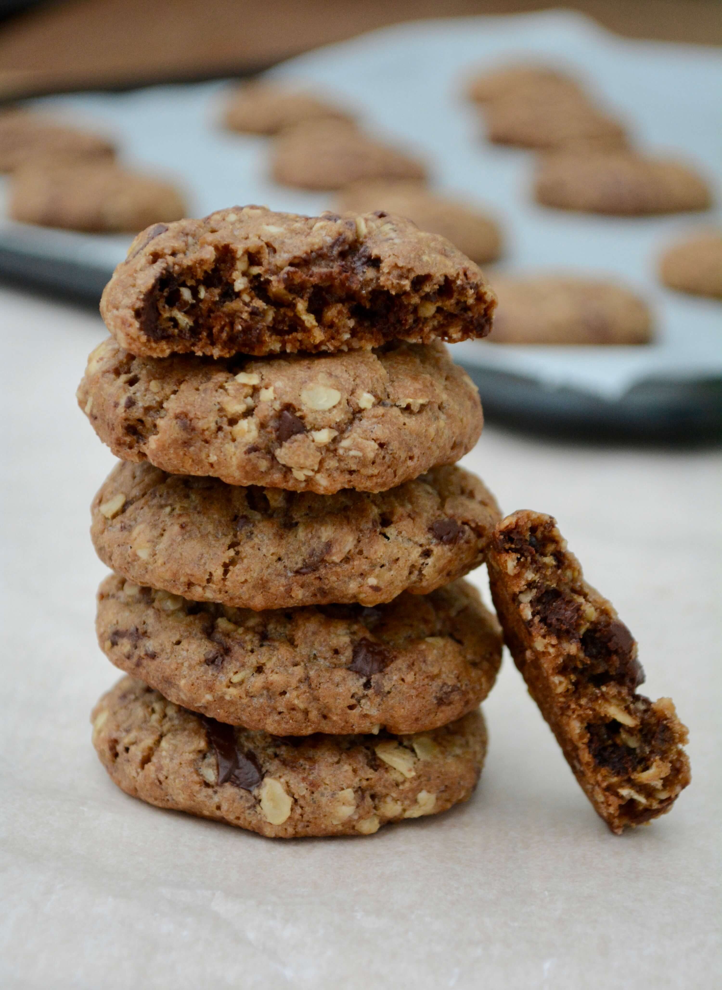 Havregrynscookies med chokoladestykker